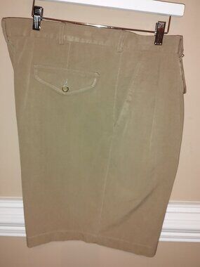 CARIBBEAN SHORTS SILK COTTON PLEAT FRONT BELT LOOPS SIDE & BACK POCKETS TAN 40